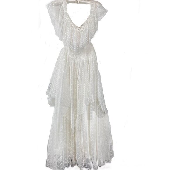 LoveShackFancy Faraway Fancy Noni White Swiss Dot Sheer Maxi Dress Size 4 NWT - Picture 4 of 13